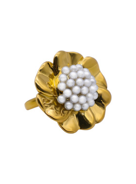 NVOXS欧美时尚金属花朵戒指女简约复古戒意设计开口可调节食指戒