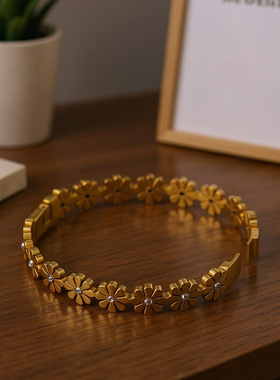 小雏菊不锈钢手镯女小众设计感