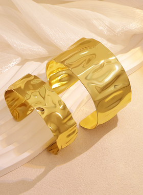 个性大胆风格不锈钢宽口手镯