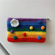 Little White Rabbit A few cute rainbow knitted purse small towering zipper handbag student coin keys mobile phone bag