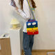 Little White Rabbit A few cute rainbow knitted purse small towering zipper handbag student coin keys mobile phone bag