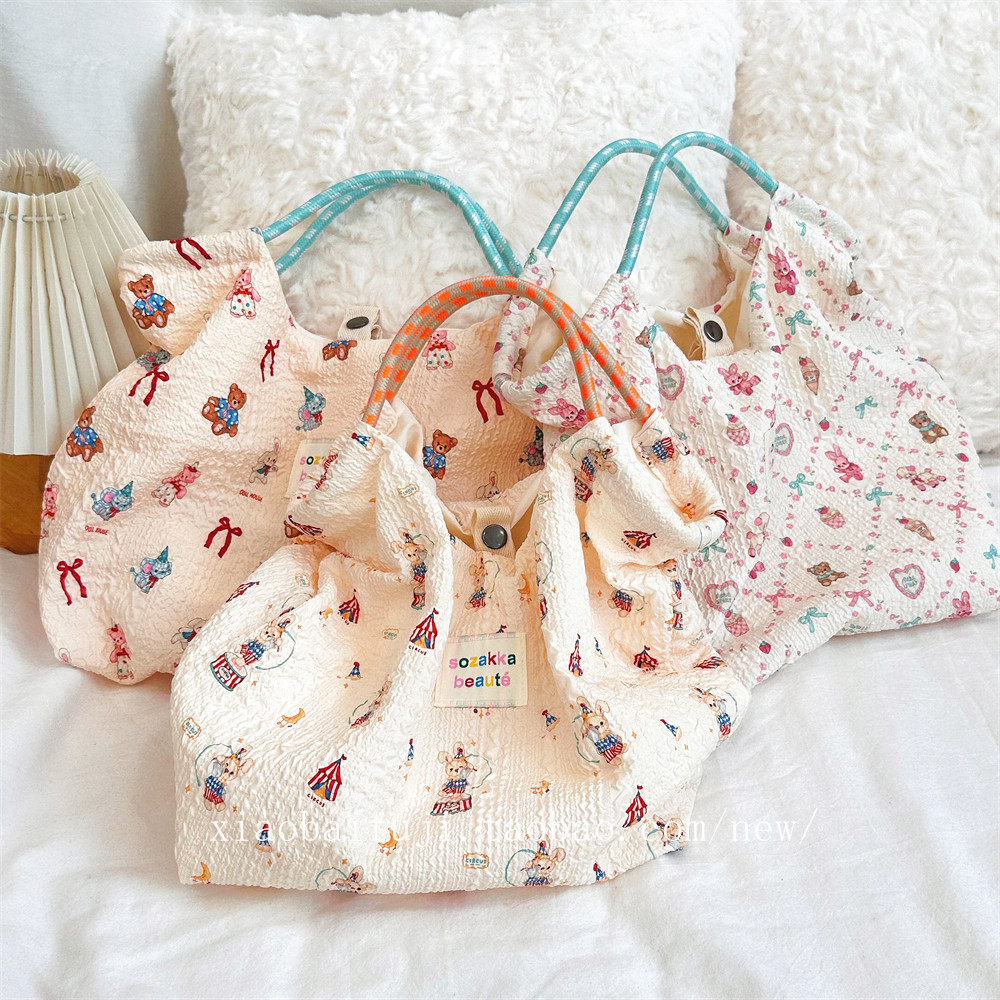 小白兔几 韩国ins卡通压花帆布袋大容量帆布包手提沙滩度假手拎包,淘宝优惠券,粉丝福利购,淘宝优惠卷
