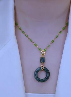 原创设计平安扣吊坠项链女轻奢气质高级感网红爆款毛衣链挂件配饰