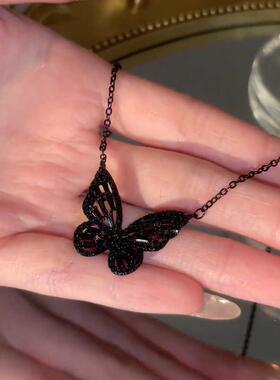 个性黑色蝴蝶项链女夏轻奢气质高级感颈链新款网红爆款锁骨链配饰