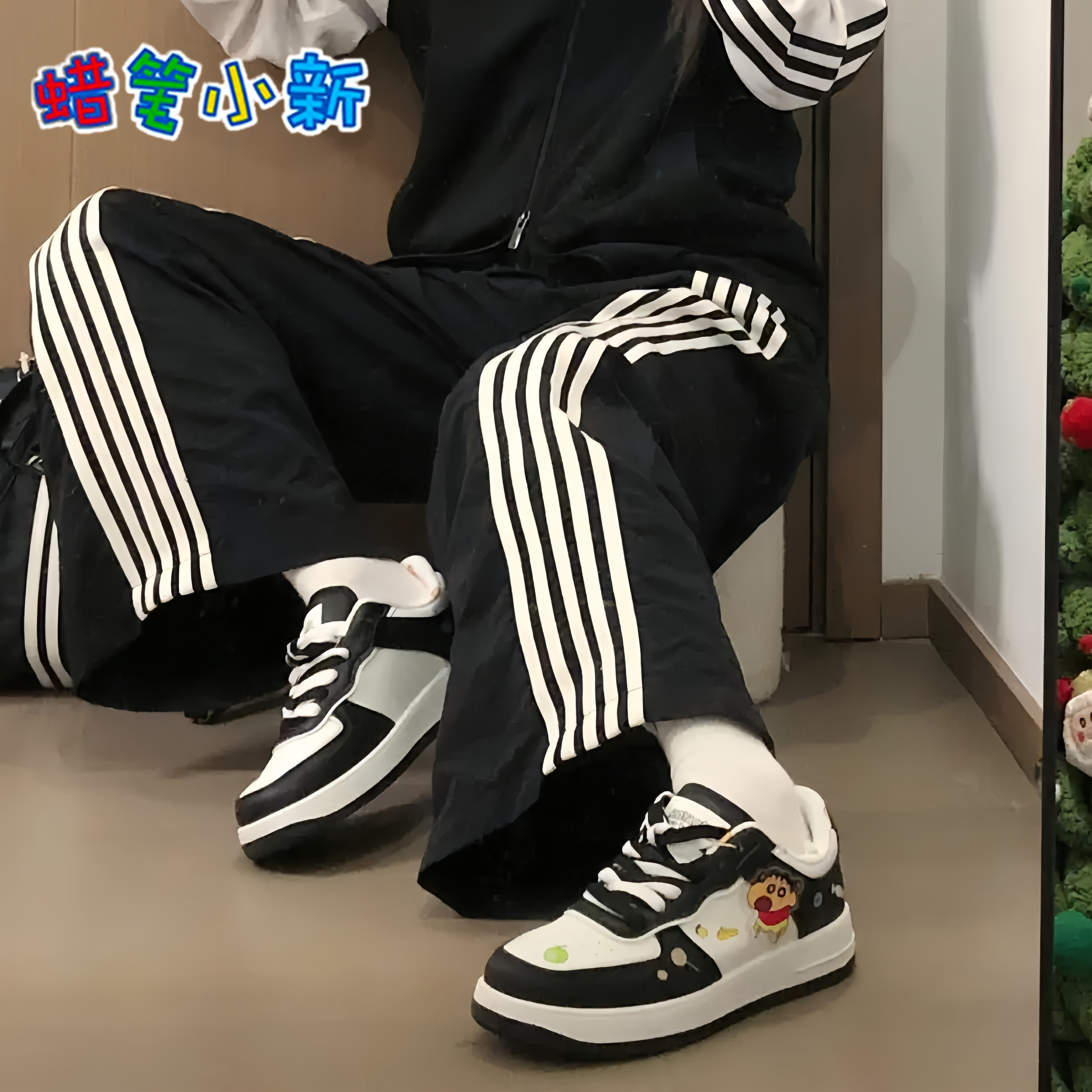 蜡笔小新黑白熊猫鞋子女低帮板鞋2025夏季新款情侣卡通休闲运动鞋 - 图3