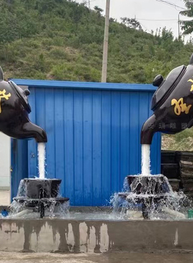 玻璃钢悬空流水天壶雕塑 大型水景喷泉茶壶 水壶摆放户外装饰景观