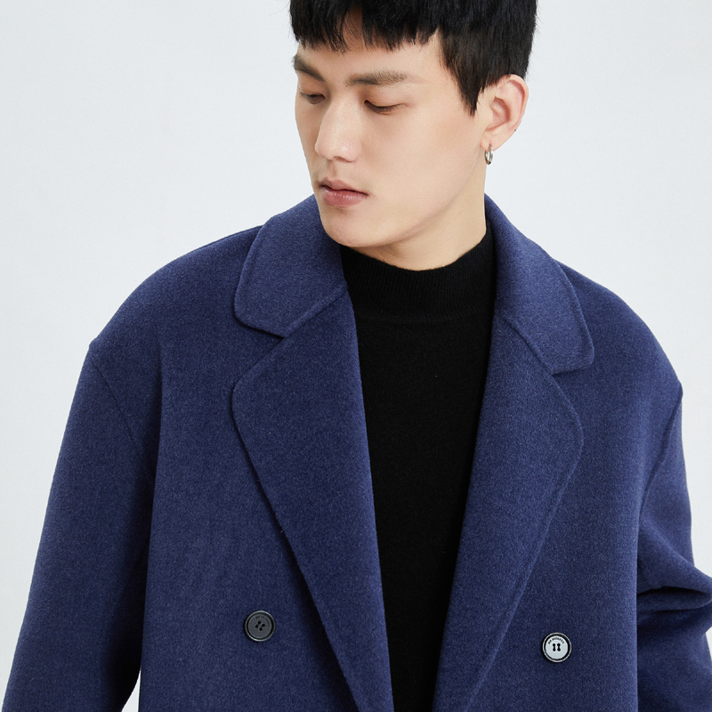 秋冬双面羊绒大衣男士宽松落肩双排扣羊毛呢子外套反季中长款风衣,淘宝优惠券,粉丝福利购,淘宝优惠卷