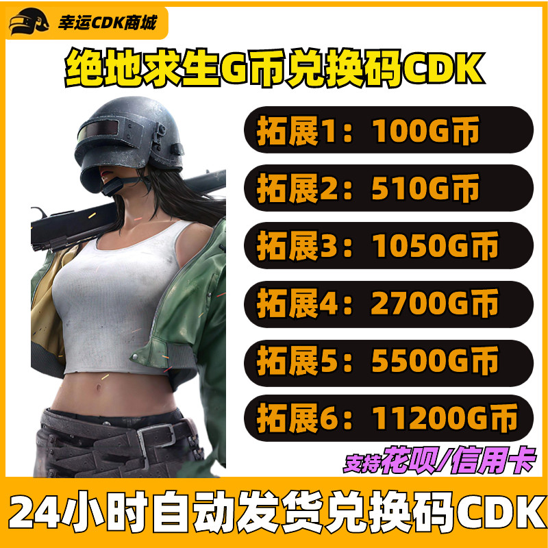 PUBGG币CDK兑换码绝地求生G金币游戏币皮肤点卷吃鸡货币充值直充