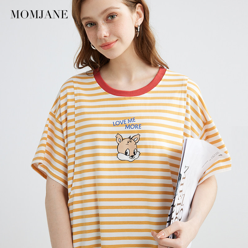 哺乳衣短袖夏薄款外出潮妈夏装t恤 momjane母婴哺乳衣/月子服