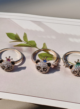 中国风熊猫旋转戒指成都礼物