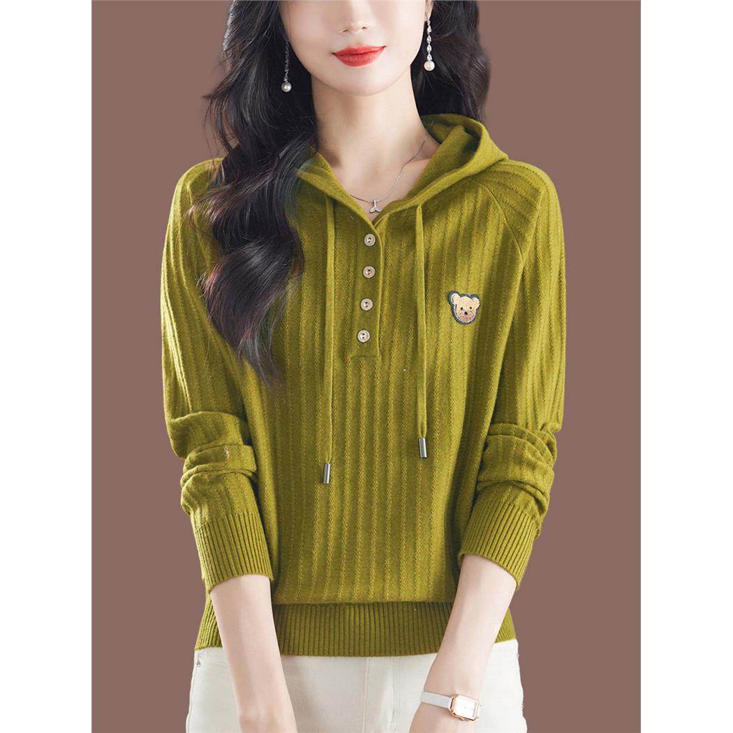 妈妈秋装卫衣女连帽针织衫春秋2025新款毛衣女秋冬坑条羊毛带帽衫,淘宝优惠券,粉丝福利购,淘宝优惠卷