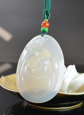 清秋翡翠玉佛吊坠女玉髓弥勒佛 生日礼物玉佛公挂件 玉坠毛衣链