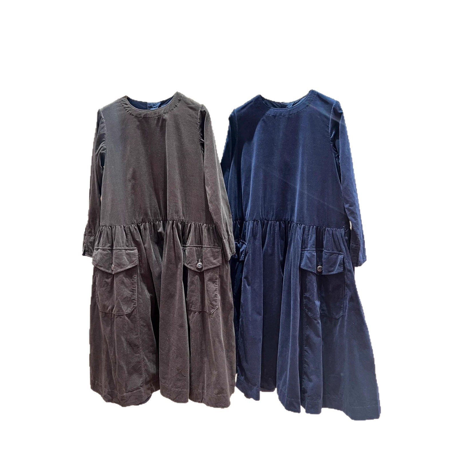 南油品质25秋季新款日系中长款灯芯绒森女百搭宽松显瘦连衣裙两色 - 图3