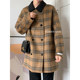 South Korea's Dongdaemun retro plaid double-sided woolen woolen coat coat for women mid-length 2025 autumn and winter new style