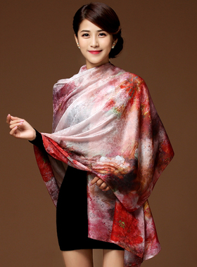 真丝丝巾百搭春秋夏送妈妈围巾