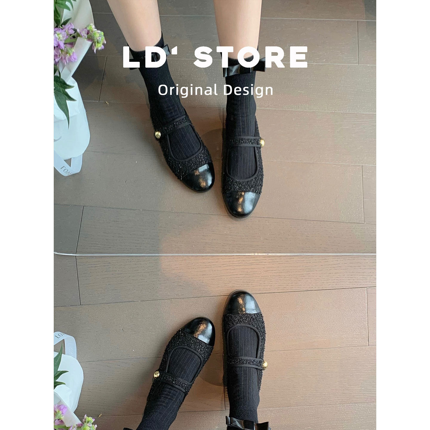 真皮~内增高小金豆玛丽珍鞋女2026新款拼接一字带小香风平底单鞋,淘宝优惠券,粉丝福利购,淘宝优惠卷