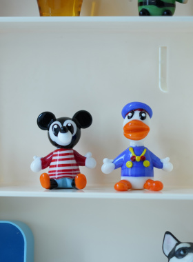 琉璃手作米奇与唐老鸭卡通摆件