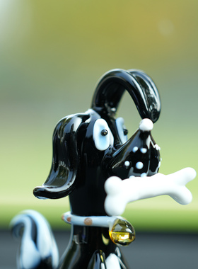 琉璃旺财骨头狗车载桌面装饰摆件