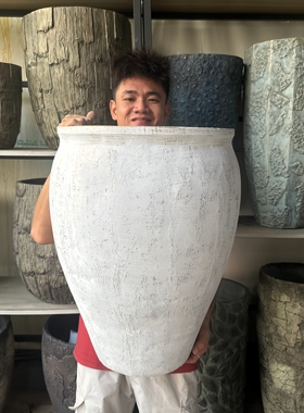 南法大花盆咖啡厅北欧简约轻奢落地侘寂风酒店民宿水泥盆仿大陶罐