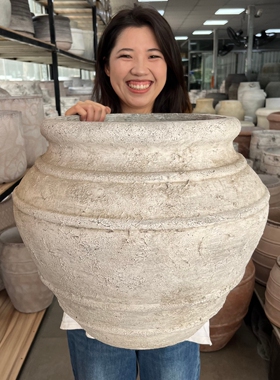 大口径陶罐海岛栀子春花花盆侘寂风南法风落地现代风咖啡厅大花盆