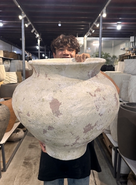 大陶罐摆件诧寂风北欧简约中式落地酒店民宿咖啡厅营地复古大花盆