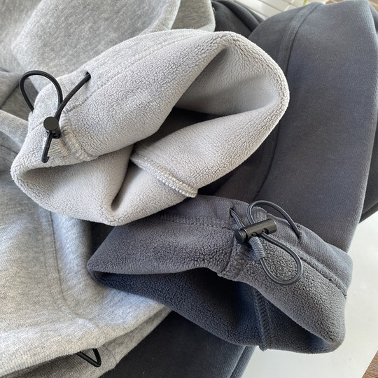 一条过冬贴身舒适~宽松加绒运动裤 男童纯色松紧腰带一体绒镰刀裤