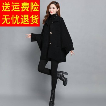 Fat mm cloak woolen coat autumn and winter mid-length plus fat plus size double-sided cashmere fashion coat for women 200 ປອນ