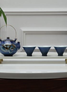 新中式陶瓷茶具托盘套装茶壶茶杯酒店客厅茶室装饰摆件高级感摆设