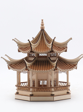 新中式风古建筑八角客厅玄关摆件