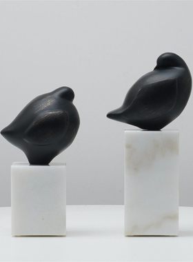 现代新中式黑色鸟装饰摆件高级感小众客厅电视柜玄关酒柜高端摆设