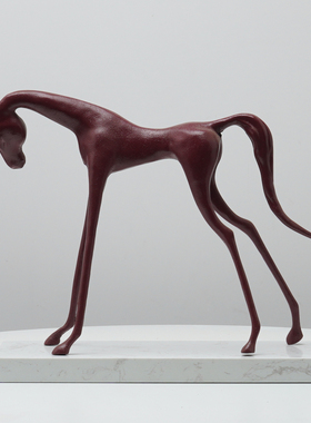 现代新中式红色马办公室装饰摆件