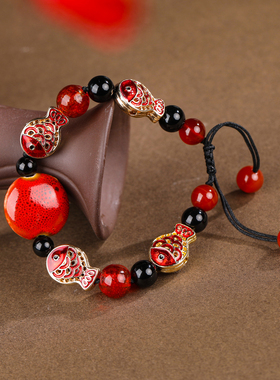 珠花蝶度女景泰蓝琉璃民族风手链