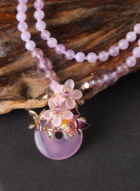 玛瑙水晶圆珠链女民族风毛衣链