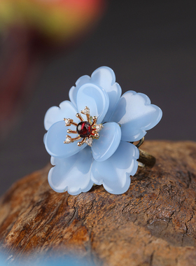 女琉璃珠国潮复古风原创手作戒指