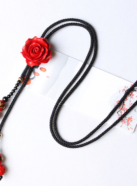 复古毛衣链长装饰品花朵民族风