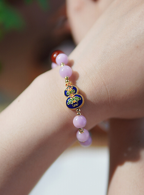 珠花蝶度女紫锂辉民族风原创手链