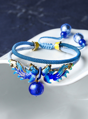 中国风手链女复古蓝色古风装饰品