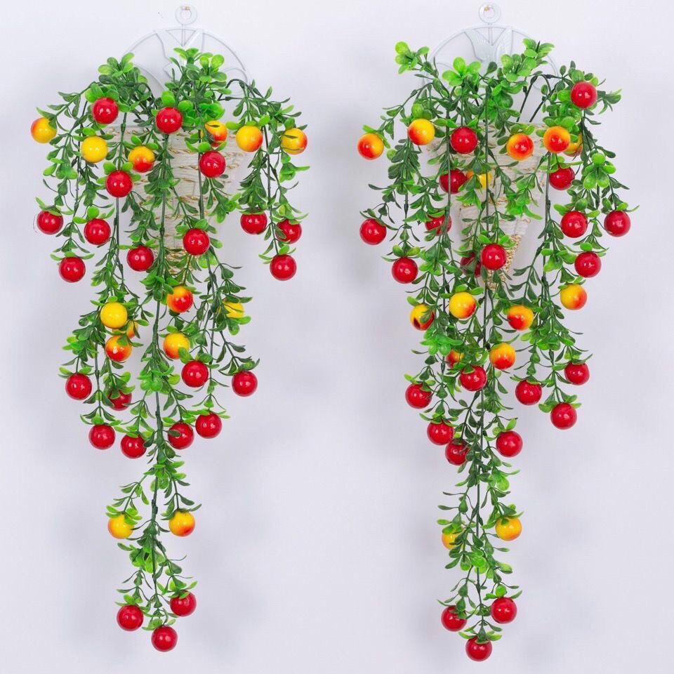 挂壁客厅摆放花墙壁发财果藤条吊篮墙上摆设吊兰植物装饰品仿真花,淘宝优惠券,粉丝福利购,淘宝优惠卷