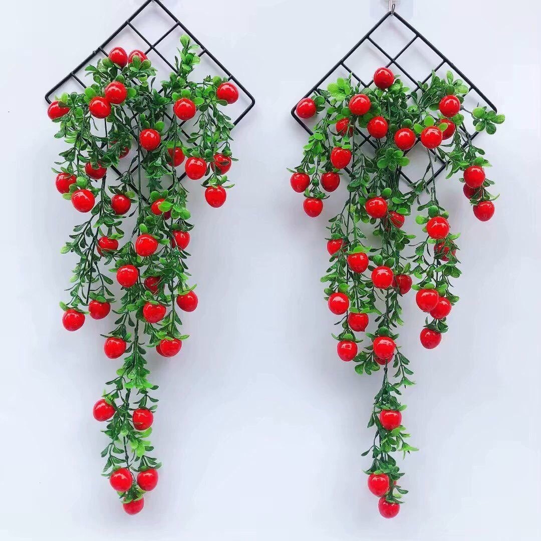 挂壁客厅摆放花墙壁发财果藤条吊篮墙上摆设吊兰植物装饰品仿真花,淘宝优惠券,粉丝福利购,淘宝优惠卷