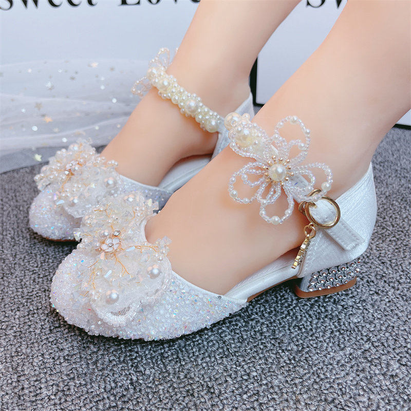 公主鞋女童水晶白色高跟鞋礼服夏季花童鞋儿童模特走秀比赛演出鞋,淘宝优惠券,粉丝福利购,淘宝优惠卷