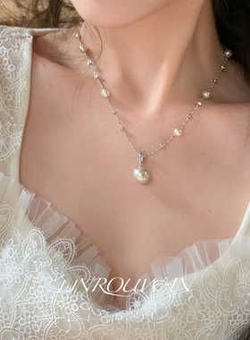 法式轻奢满天星仿珍珠项链