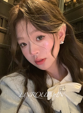 星球土星珍珠耳钉女秋冬高级感