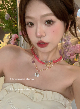 夏日标配彩色蝴蝶串珠项链