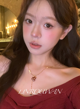 复古红色滴油珐琅钱袋吊坠项链