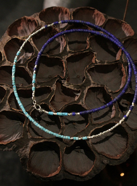 设计师款天然青金石渐变锁骨链