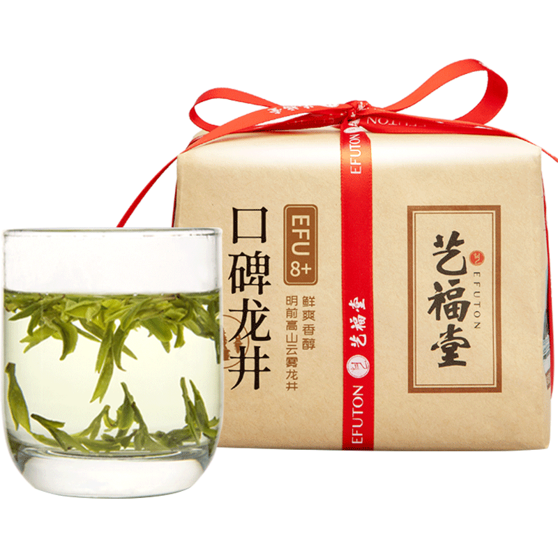 艺福堂茗茶旗舰店艺福堂茶叶新茶明前8+口碑龙井200g正宗级西湖特产春绿茶散装1