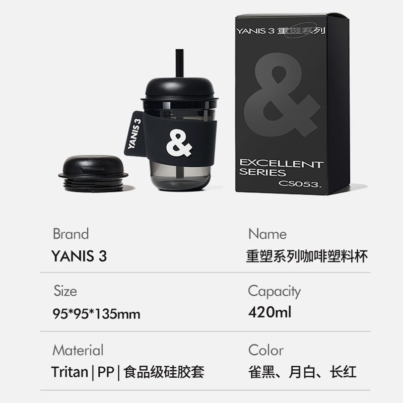 yanis3塑料杯带盖tritan咖啡杯便携小巧随行吸管杯男女生运动水杯 - 图2