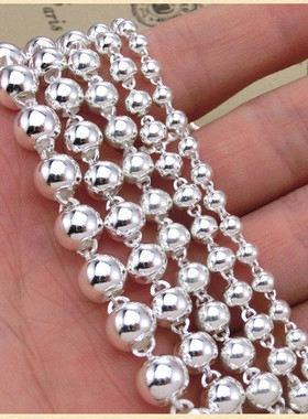 纯银s999圆珠项链小孩佛珠宝宝