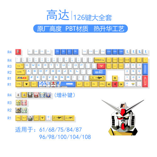 高达键帽原厂高度PBT材质热升华个性动漫卡通男生可爱键盘帽 - 图3