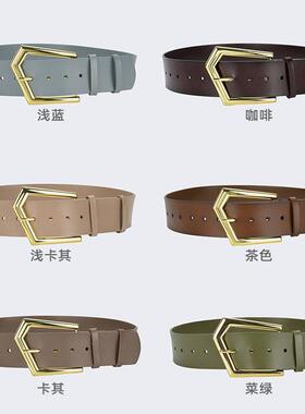 束腰封真皮配裙子大衣宽针扣百搭